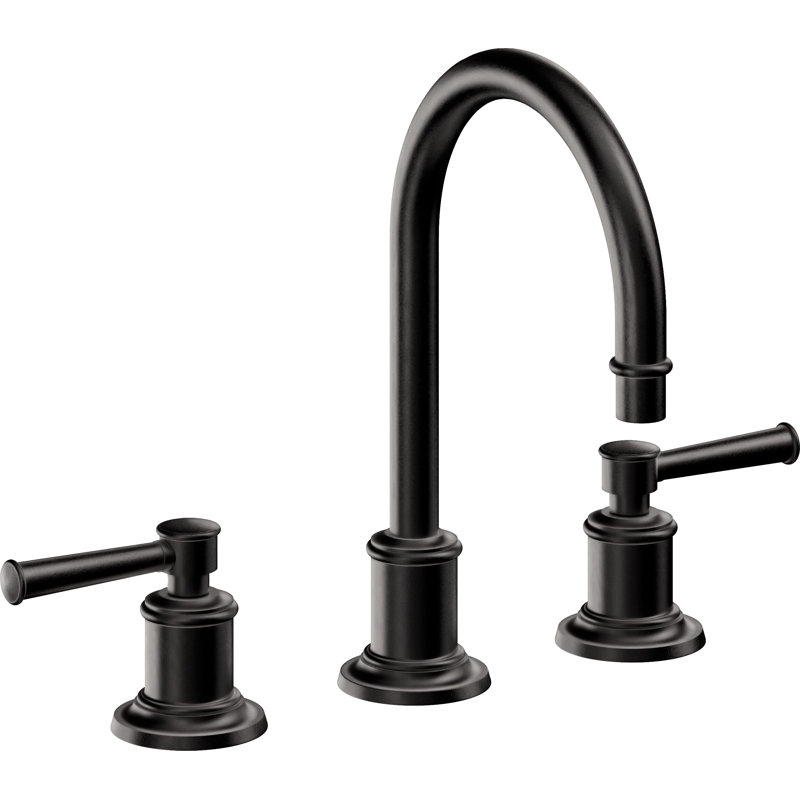 Miramar Widespread Lavatory Faucet with ZeroDrain, Matte Black, Lever Handle
