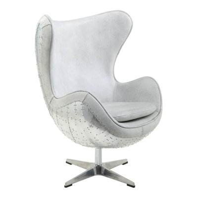 Kajana Leather Swivel Accent Chair