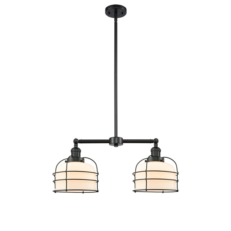 Shufelt 2 - Light Kitchen Island Pendant, Matte White Cased, No Bulb Included, Black Antique Brass