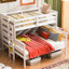 Lit simple superposé au-dessus de grand lit simple, blanc - Lit pour chambre à coucher peu encombrant-19153078-19153081