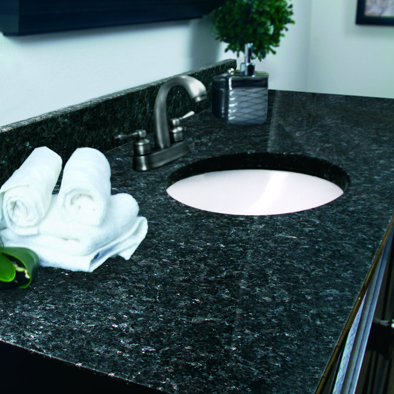 Plateau de meuble-lavabo simple 49 po avec lavabo, Centres de 4 po, Perle bleue