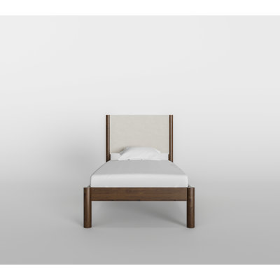 Ardin Solid Wood Bed Frame With Cream Boucle Upholstered Headboard by AllModern
