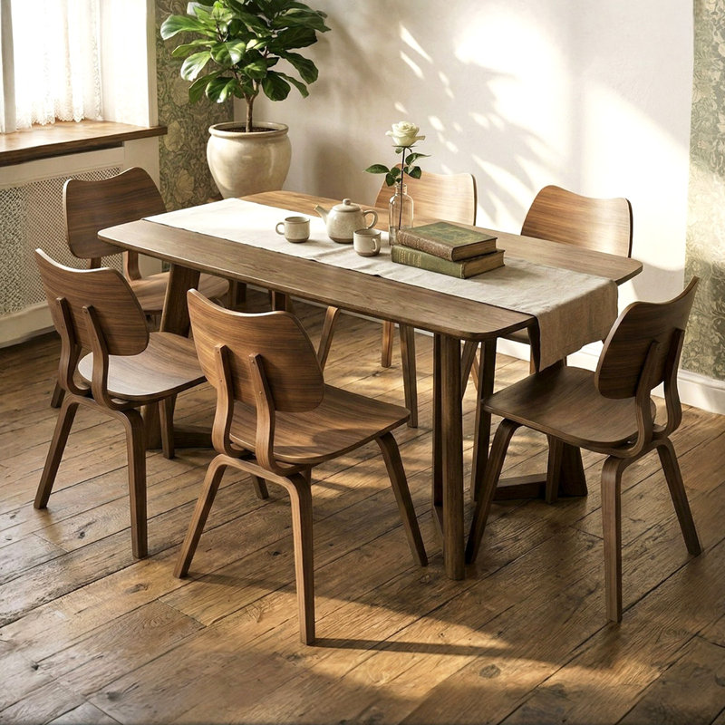 Ensembles de table de salle à manger, 7 pièces : table, 6 chaises, Brun