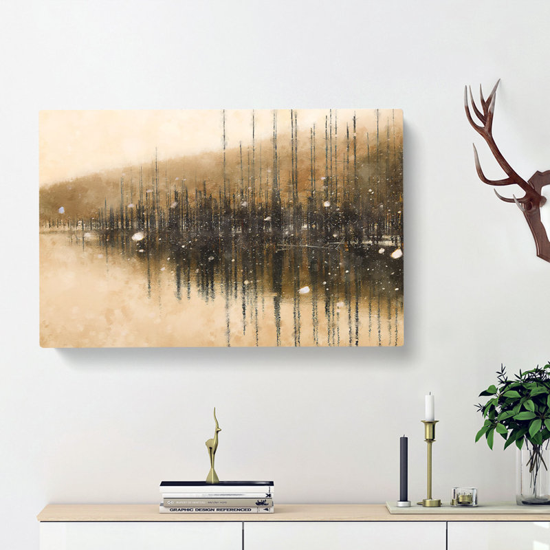 Winter In Cuejdel Lake In Romania - Wrapped Canvas Painting, 40cm H x 60cm W x 3cm D