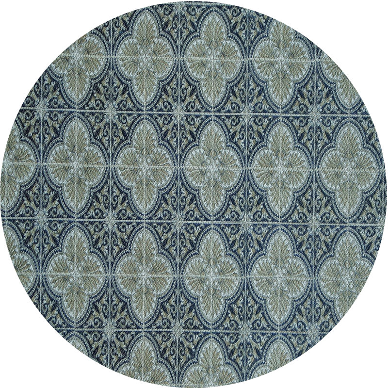Tapis de zone olive à motifs, Rond 3 pi