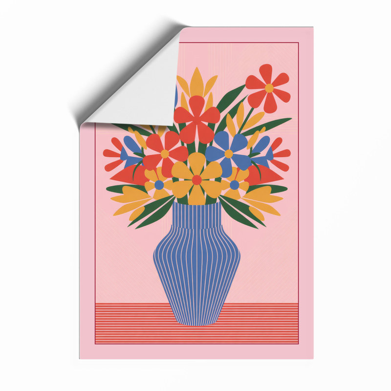 Geometric Floral Vase Modern - Framed Print, Unframed, A4 - 29.7 x 21.0 cm