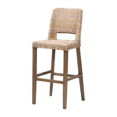 Tabouret de bar moderne avec rotin kubu naturel et bois d'acajou