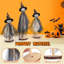 Décorations d'Halloween fantômes - ensemble de 3 décorations d'Halloween en bois avec chapeaux de sorcière - figurines fantômes en tissu avec toile d'araignée - décoration de table pour plateau à plusieurs niveaux, manteau de cheminée, articles de fête (noir)
