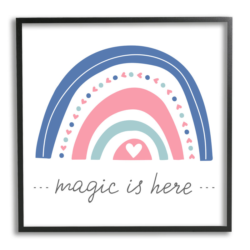 «Magic Is Here Rainbow On Wood» par LSR Design Studio Print, H 24 po x l 24 po x P 1,5 po, Giclée encadrée noir minuit