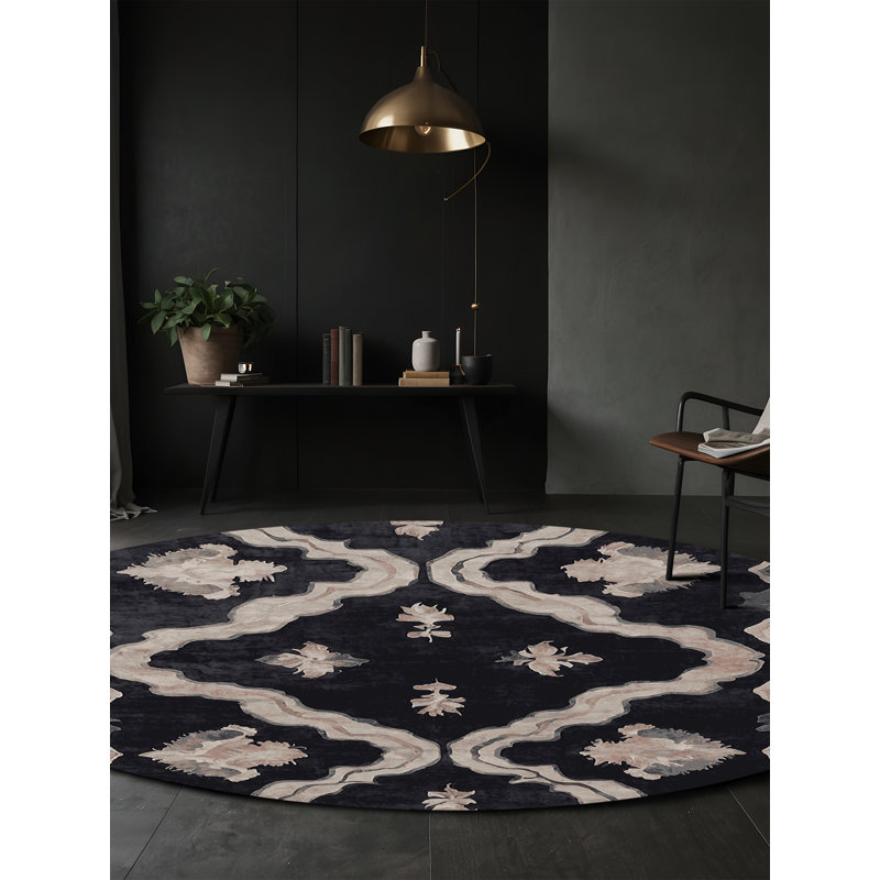 Machine Washable Purple Area Rug, Round 8'