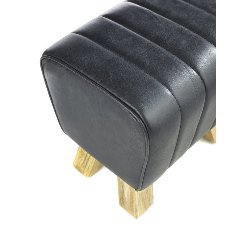 Astrit 42cm Wide Genuine Leather Footstool Ottoman