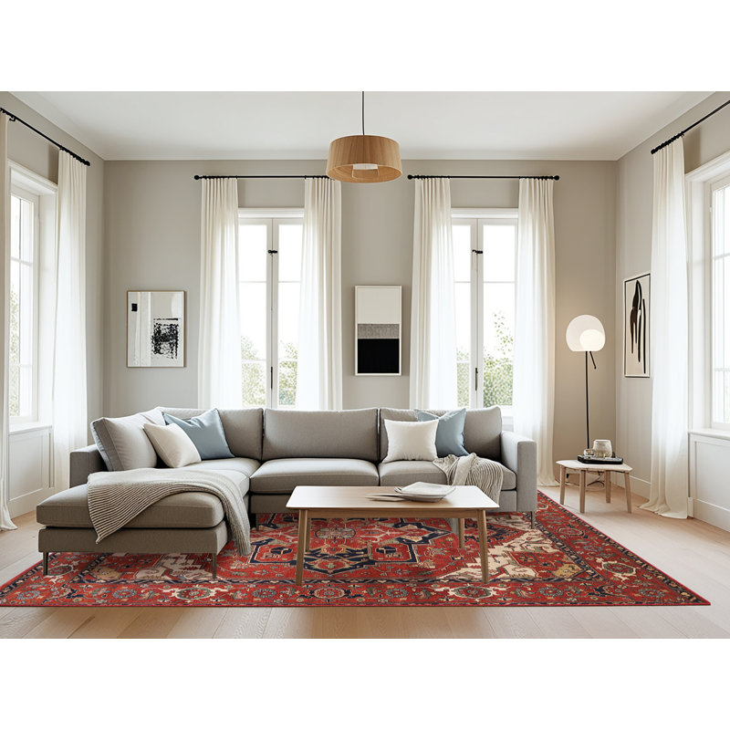 Tapis oriental orange / bleu marine, Rectangle 8 pi x 12 pi