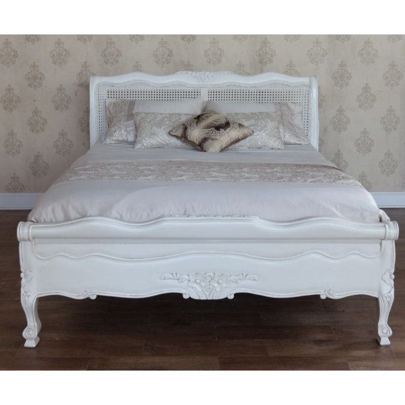 Mitton Solid Wood Bed, Kingsize (5'), Antique White