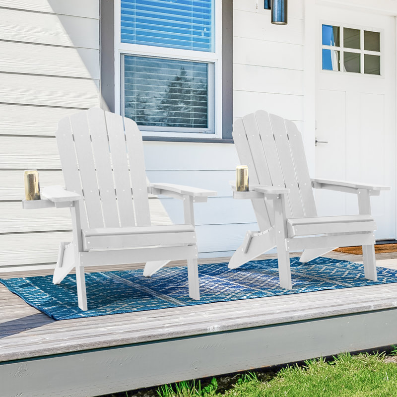 Chaise Adirondack pliante en plastique Shubhika, Blanc