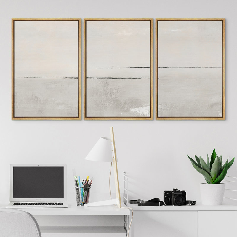Reproduction d'art moderne sur toile encadrée 3 tons, H 36 po x l 72 po, Naturel