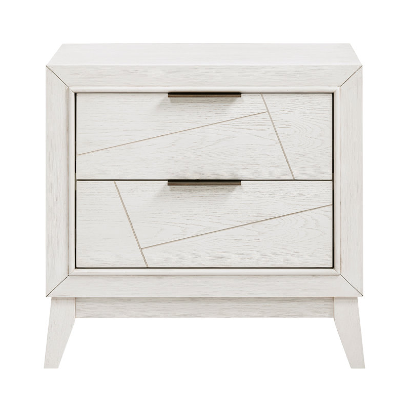 Table de chevet blanche antique pour la chambre à coucher - Style géométrique audacieux au fini contemporain