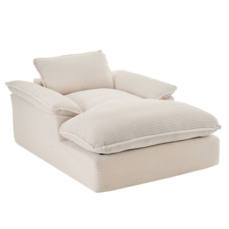 Chaise longue surdimensionnée en velours côtelé 67 po, Beige