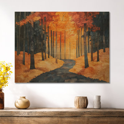 Golden Hour in Forest Pathway - Art mural en bois naturel