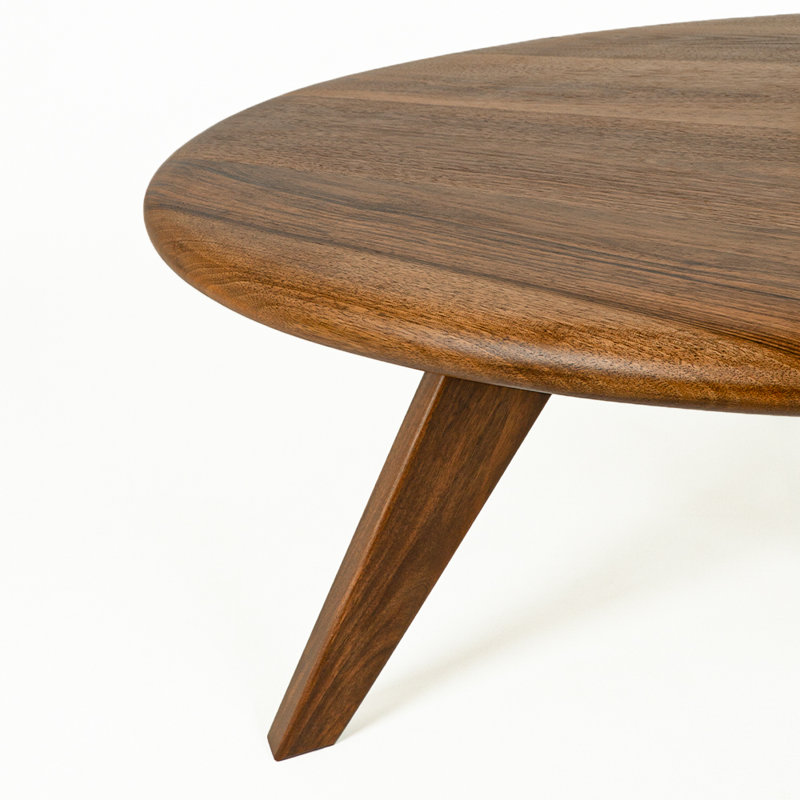 Table basse ronde en bois de noyer Petra, style Mid-Century moderne, H 18 po x L 36 po x l 36 po
