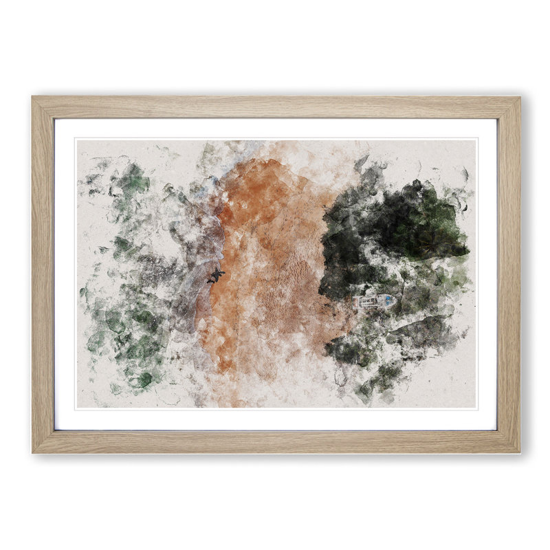 Beauty of Midigama Beach in Sri Lanka - Picture Frame Painting, 65cm H x 90cm W x 2cm D, Oak