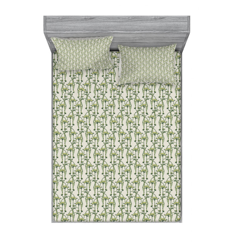 Microfiber Floral Sheet Set, Full Sheet Set with Fitted Sheet