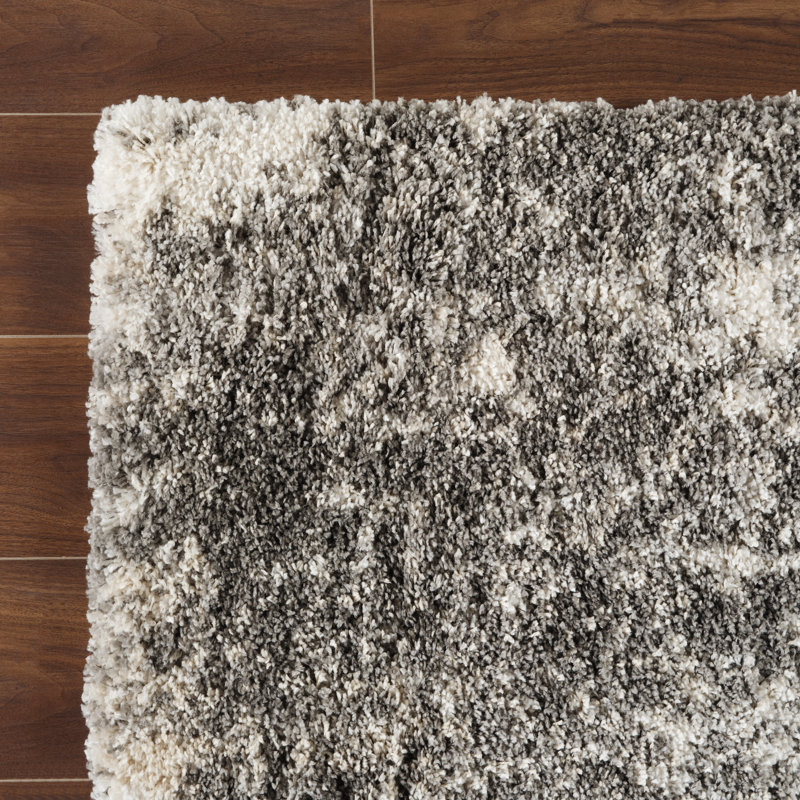 Elison Grey/Beige Indoor Plush Shag Rug, Rectangle 12'2" x 15'2"
