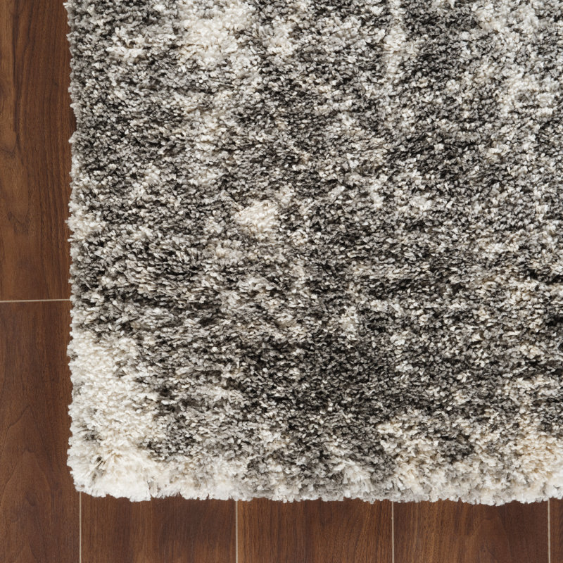 Tapis à poils longs gris / beige, Rectangle de 10 pi x 14 pi