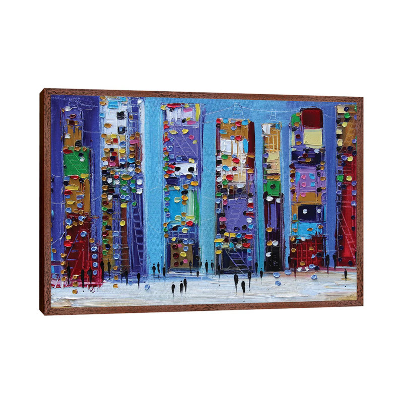 Manhattan by Ekaterina Ermilkina - Print on Canvas, 66.04 cm H x 45.72 cm W, Classic Brown Wood Framed