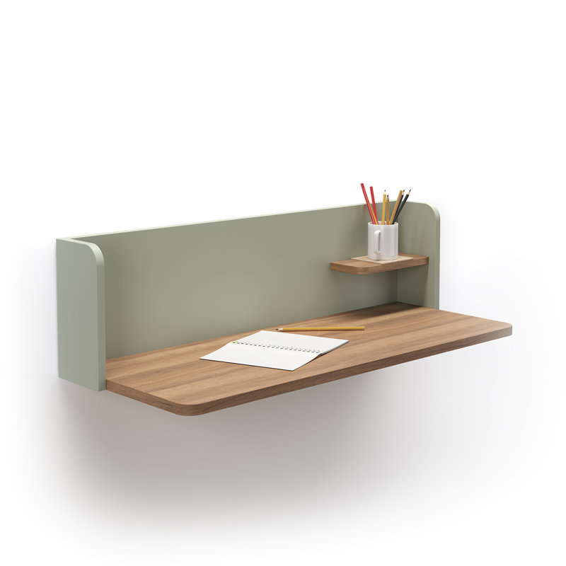 Capuano Floating Desk, Brown, Green