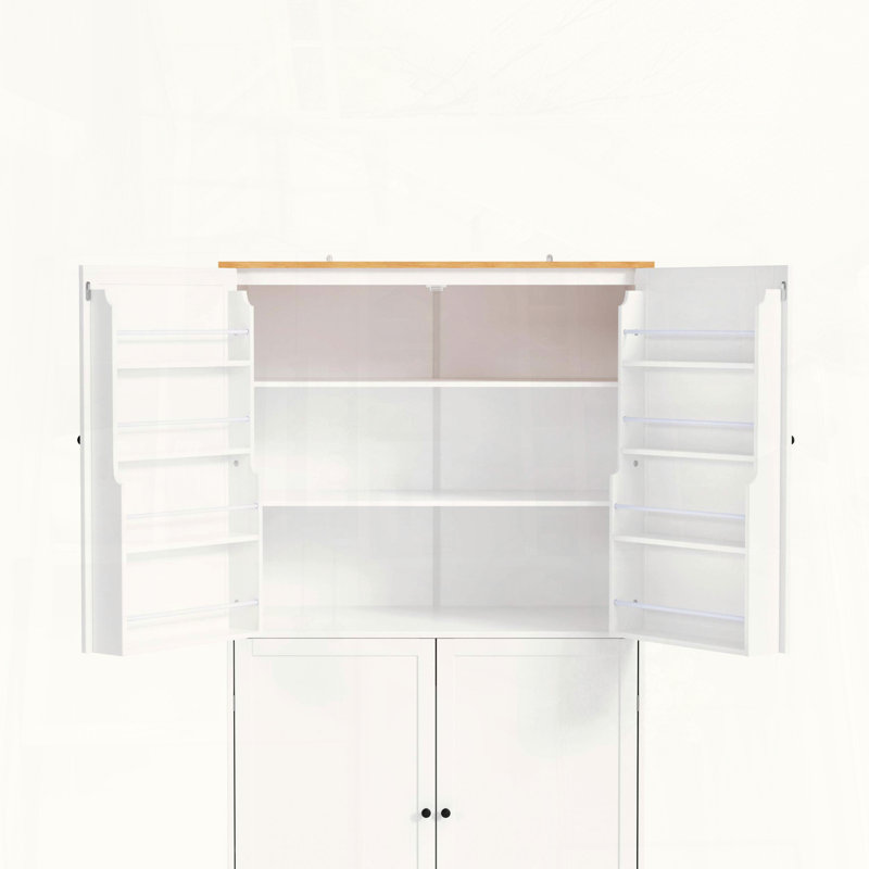 Armoire de rangement autoportante avec 2 tiroirs, 2 tablettes réglables et 8 tablettes de porte pour la cuisine et la salle à manger