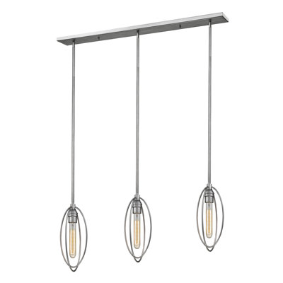 Luminaire suspendu géométrique à 3 lumières pour îlot de cuisine Pulliam