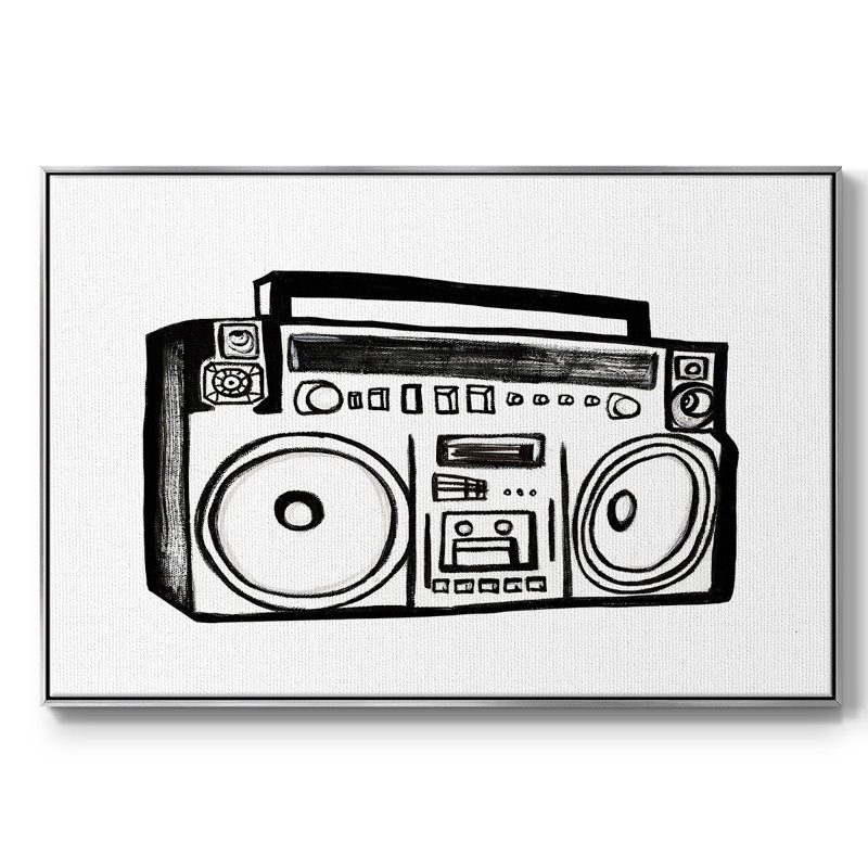 Toile tendue avec châssis Boombox, H 25 po x l 37 po x P 2 po, Encadrement argenté