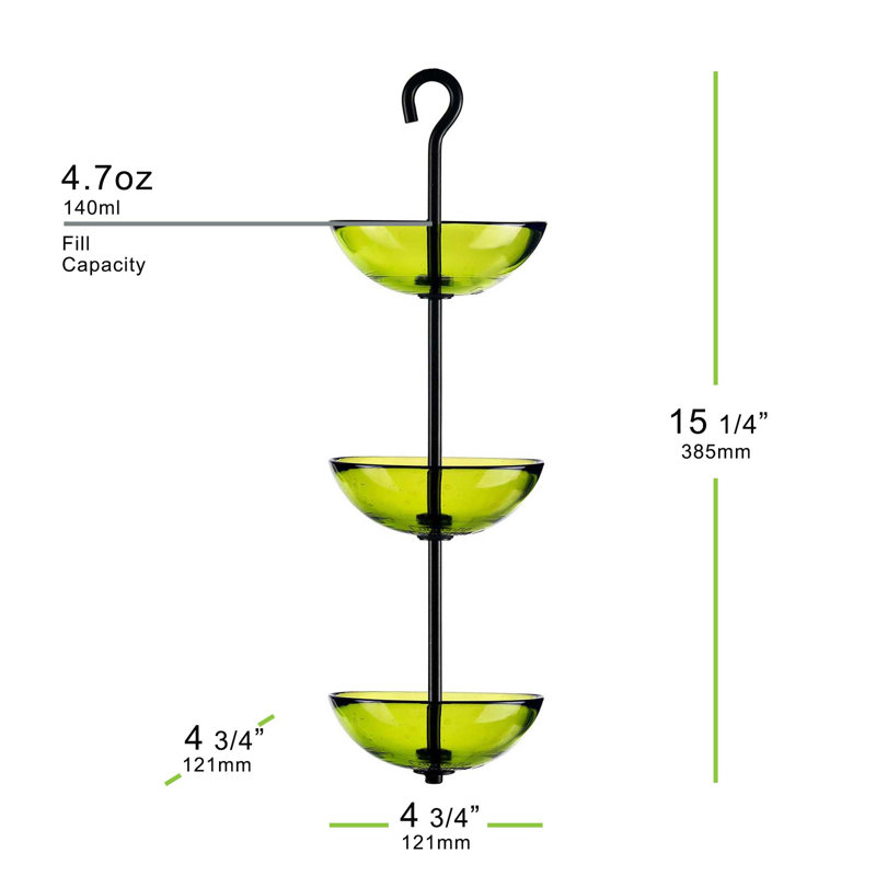 Mangeoire décorative en mosaïque à triple suspension, Vert lime