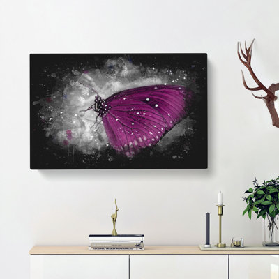 Butterfly Upon A Flower - Wrapped Canvas Painting