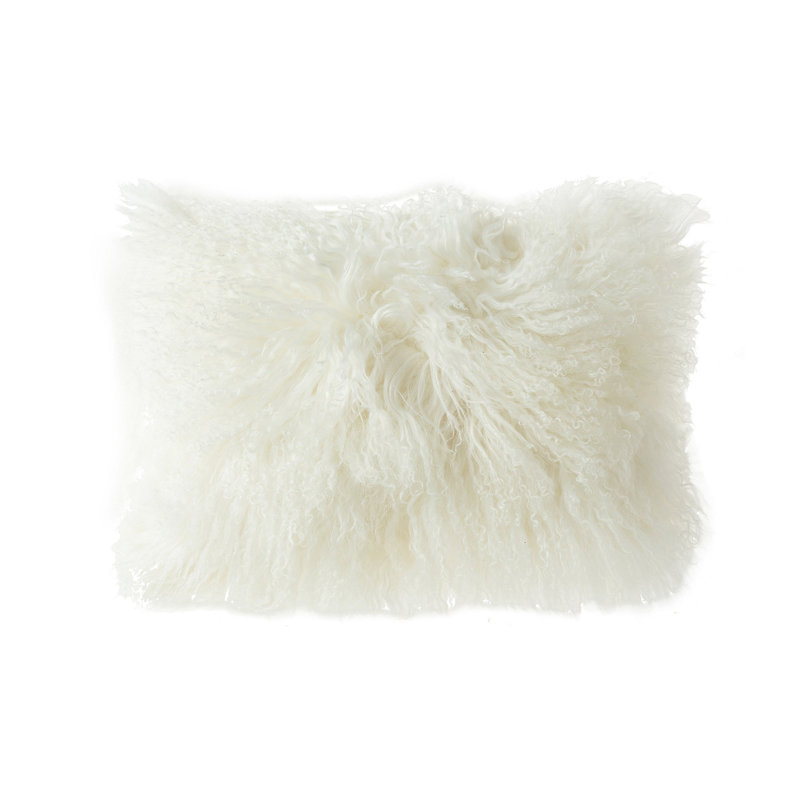 Housse et insert de coussin carré Mongolian, Blanc, Polyester/Polyfill, H 18 po x l 18 po x P 3 po