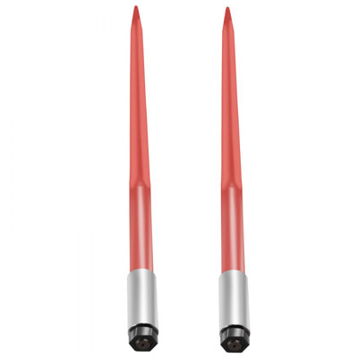 Pair Hay Spear Bale Spear 3000 lbs Capacity, Bale Spike Quick Attach Square Hay Bale Spears 1 3/4", Coated Bale Forks, Bale Hay Spike with Hex Nut & Sleeve for Buckets Tractors Loaders