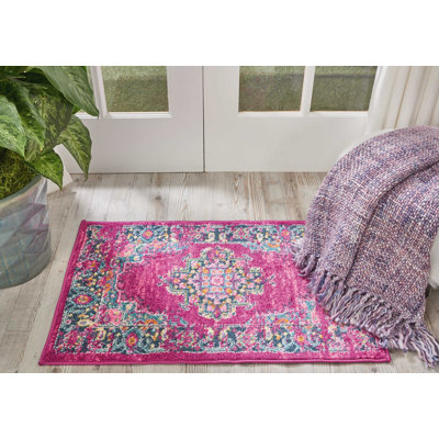 Abbate Oriental Fuchsia Pink Area Rug