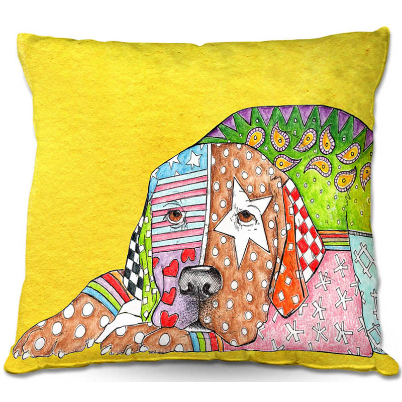  Coussin Couch Labrador Retriever Dog, 16 po x 16 po, Jaune