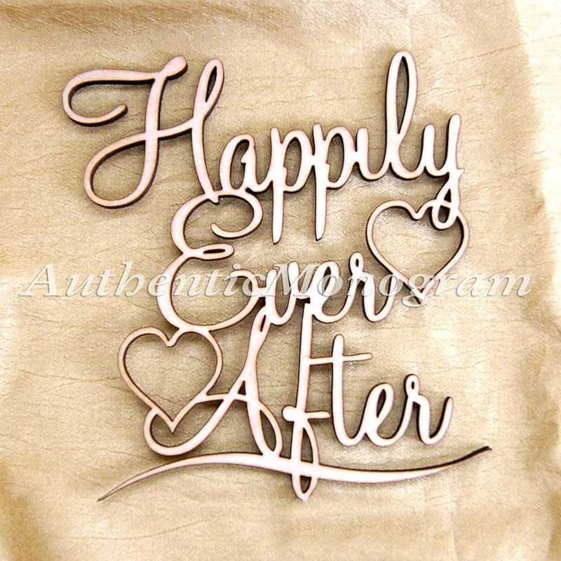 Décoration murale monogramme en bois peint Happily Ever After, Bleu ciel