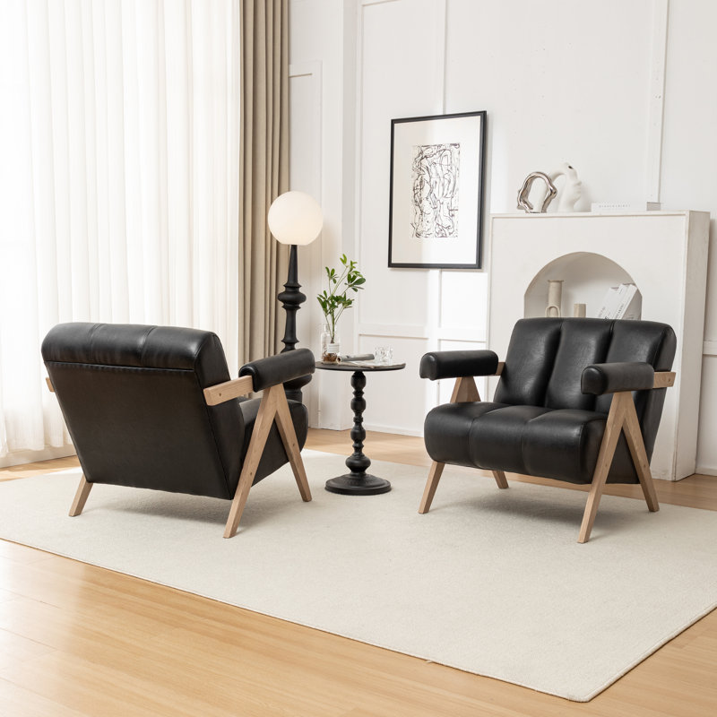 Fauteuil Bula, Similicuir noir, 2