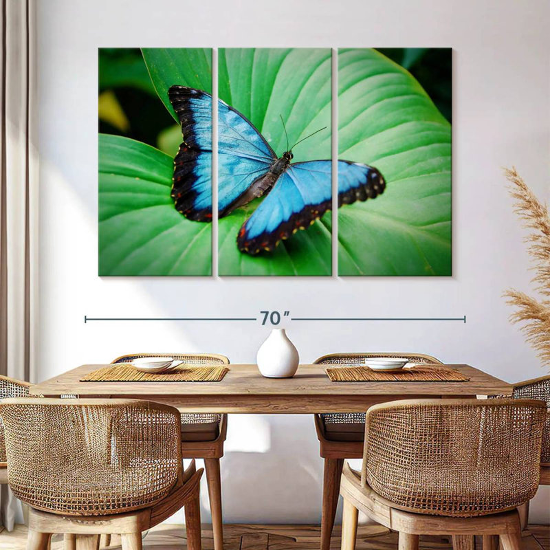 Brampt Blue Morpho On Leaf, 42" H x 65" W