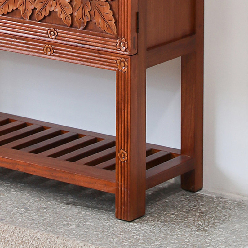 Thai style carved shoe storage cabinet