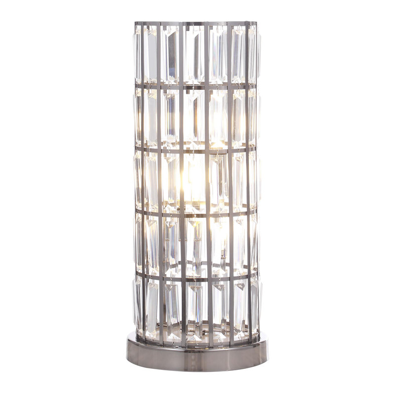 Wanda 20-Inch Crystal Shade Bedside Table Lamp, Black
