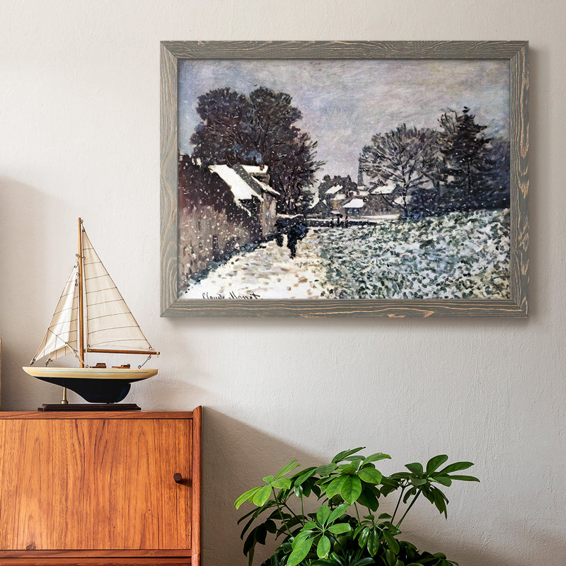 «Snow At Argenteuil», reproduction d'art encadrée sur toile par Claude Monet, Gris, H 28 po x l 42 po x P 1,5 po