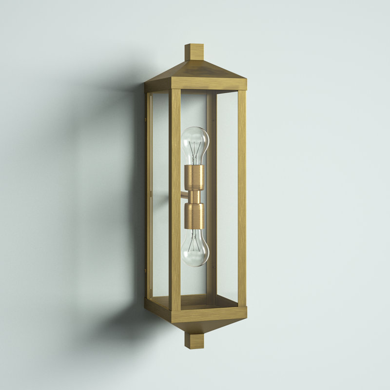 Lanterne murale d'extérieur à 2 ampoules Bartek, Laiton antique