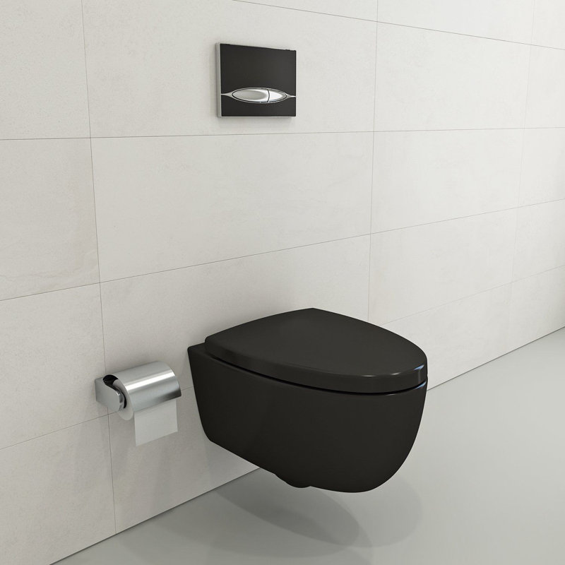 Milano Wall-hung Elongated Toilet Bowl, Matte Black