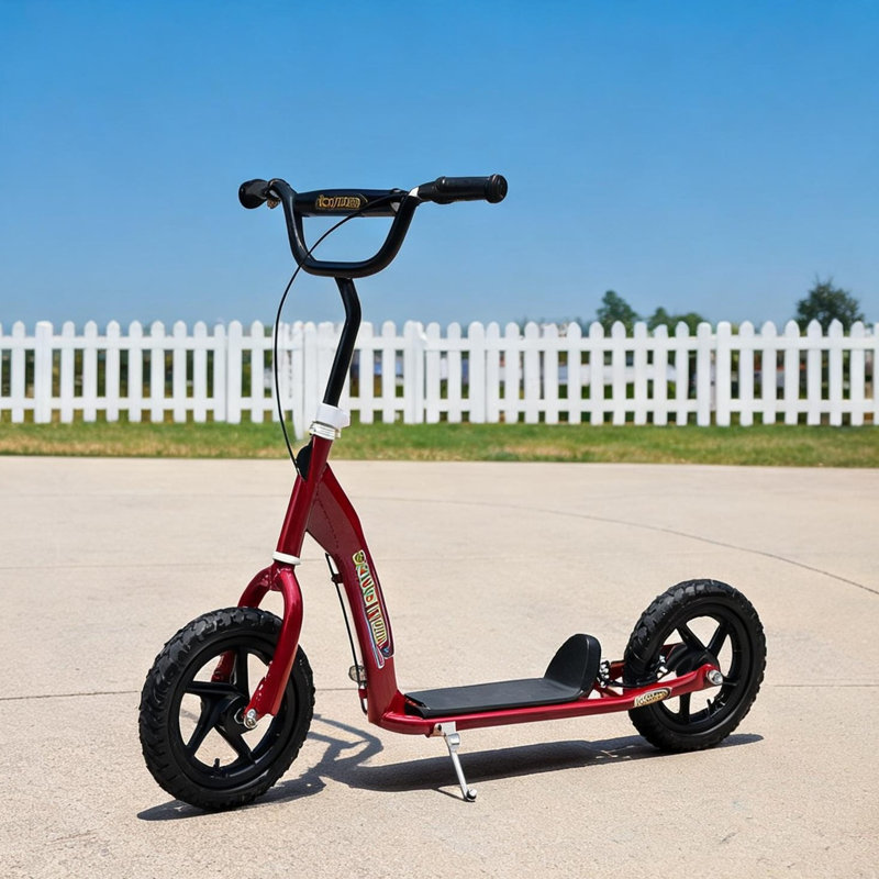 Scooters pour enfants d'extérieur en acier rouge, 12,5 x 5,4 x 13,6 po, avec conception réglable