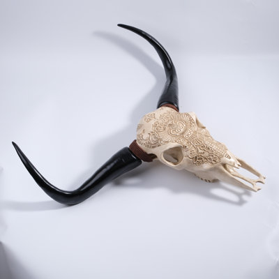 Bone-Inspired Bull Head Hanging Ornament-Resin Craft,Lifelike Details,North American Style