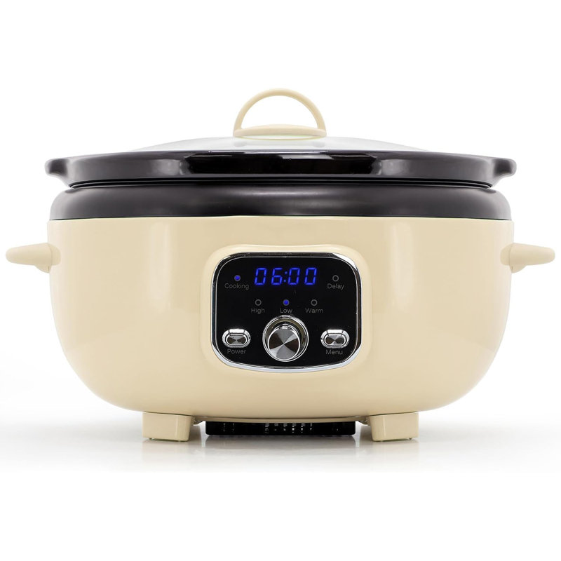 3.7 Quart Oval Electric Slow Cooker In Turquoise – Programmable Digital Crock Pot With Ceramic Insert, Cool-touch Handles & Glass Lid