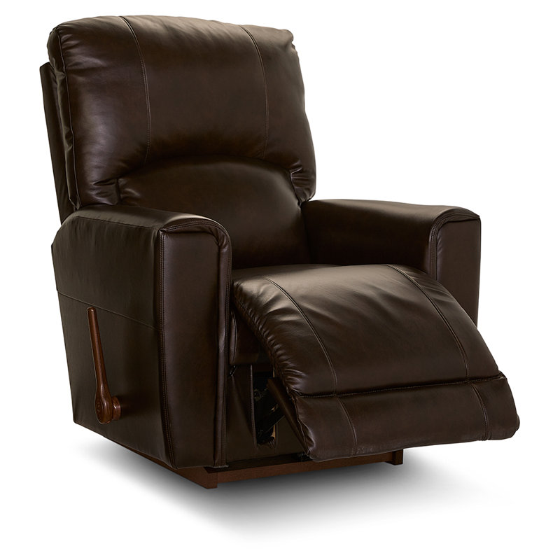 Cassian Leather Match Manual Rocking Recliner, Dark Brown, Manual - Handle